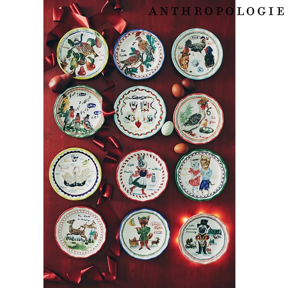 Anthropologie + Nathalie Lete 12 Days of Christmas Dessert Plate-2021